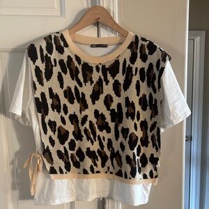 Zara leopard print shirt/light sweater.